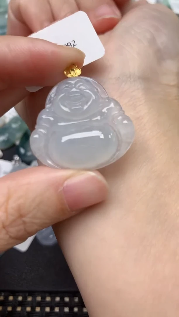 颈饰18K金镶嵌翡翠天然缅甸A货翡翠