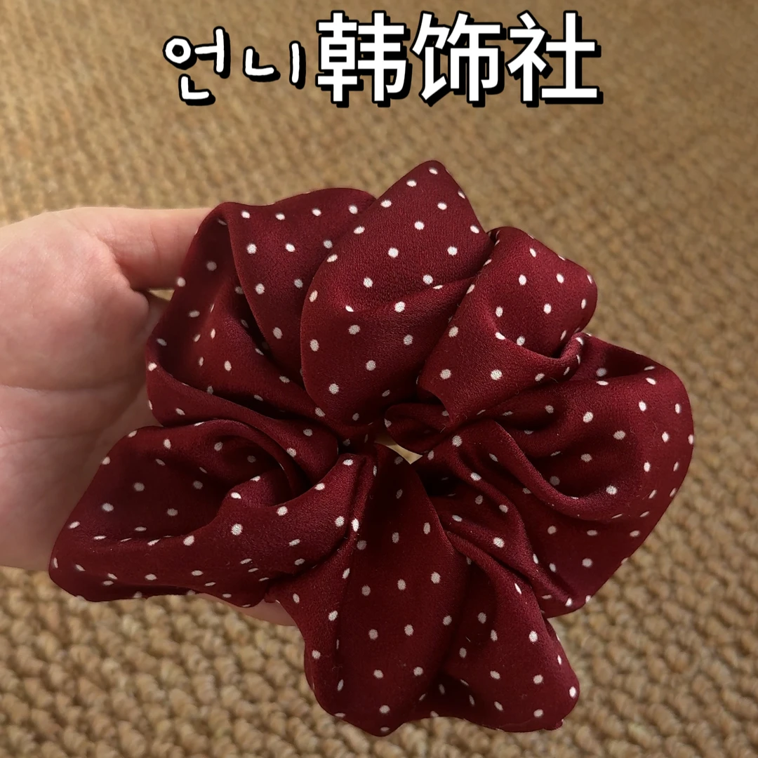 韩系秋冬新款 波点红色元气少女款发圈