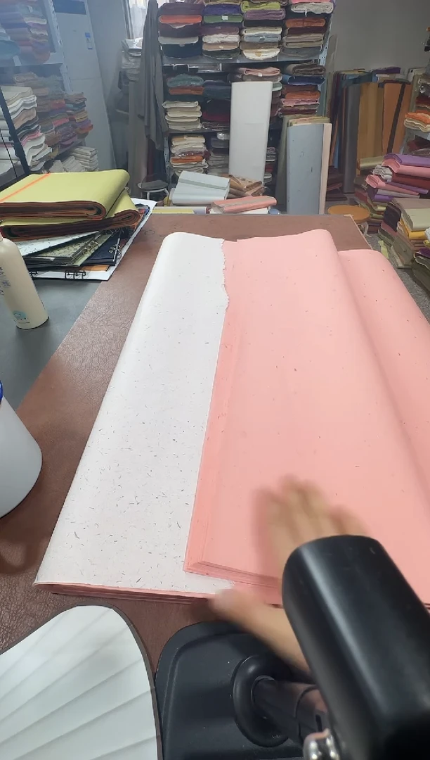 四尺50张粉黛色珠光桃花宣