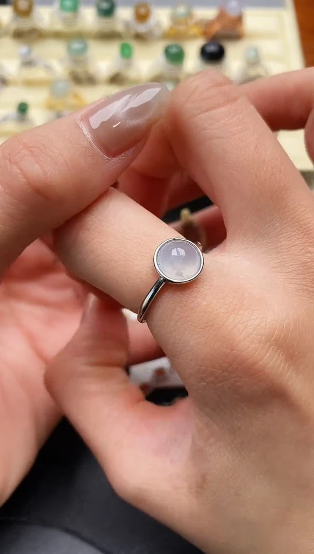 【闪购商品】翡翠戒指银S925镶嵌缅甸翡翠1  10+7