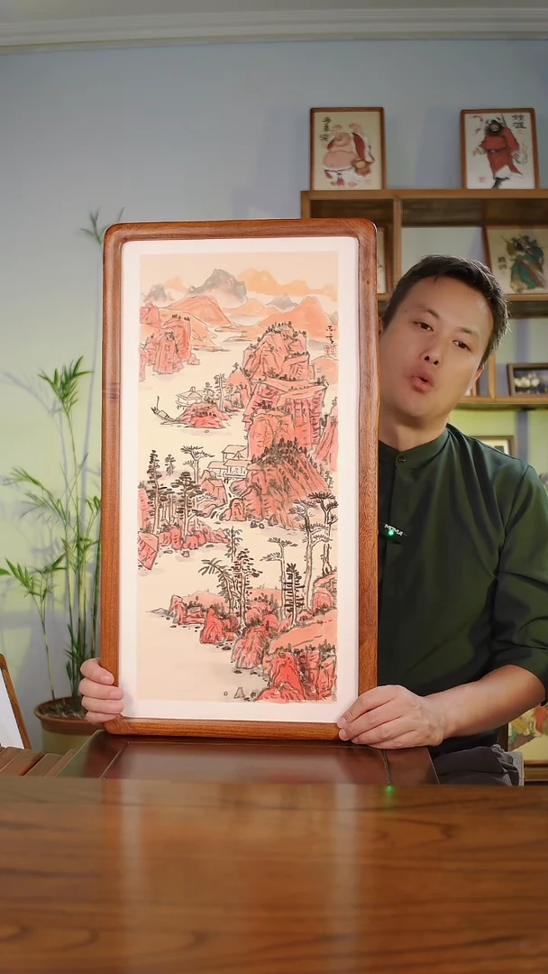 国画石不言手绘山水红山