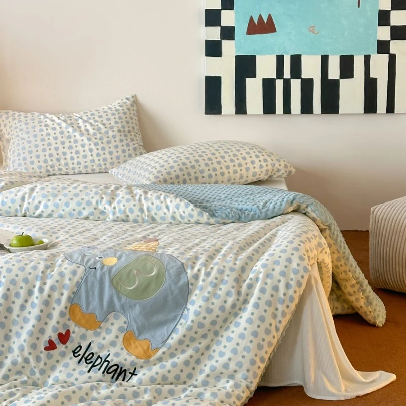 【威尼斯春秋冬被】舒适透气A面100%全棉双层纱豆豆被亲肤柔软