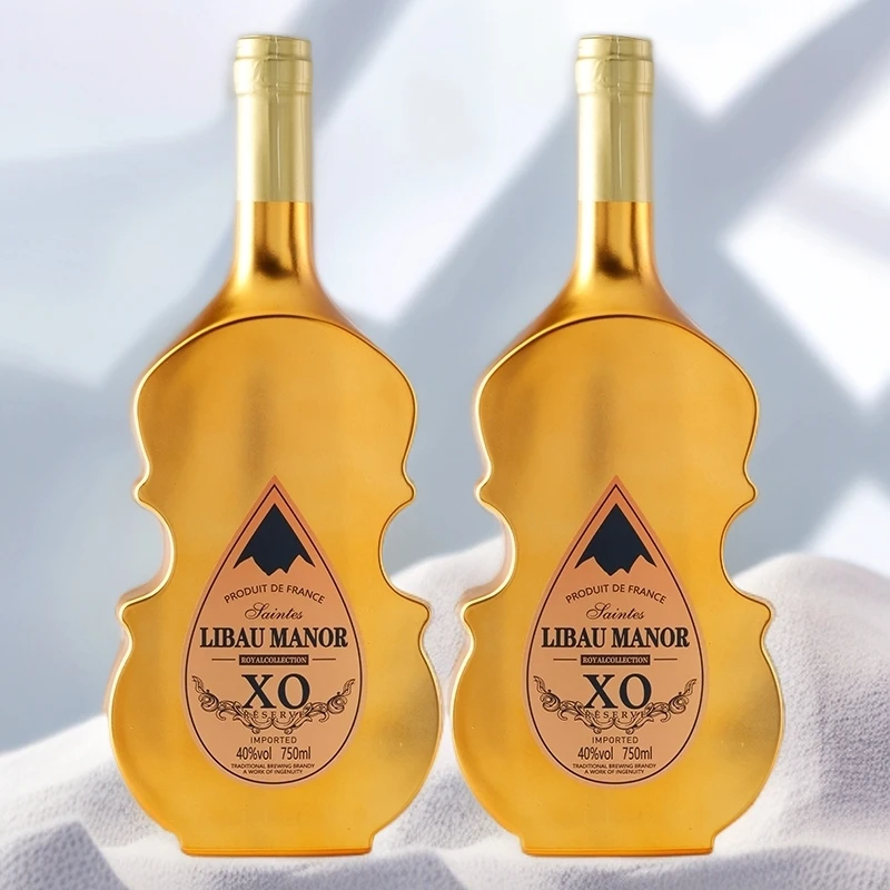 （到手两瓶）金色小提琴洋酒XO白兰地40度750毫升聚会自饮送礼摆件