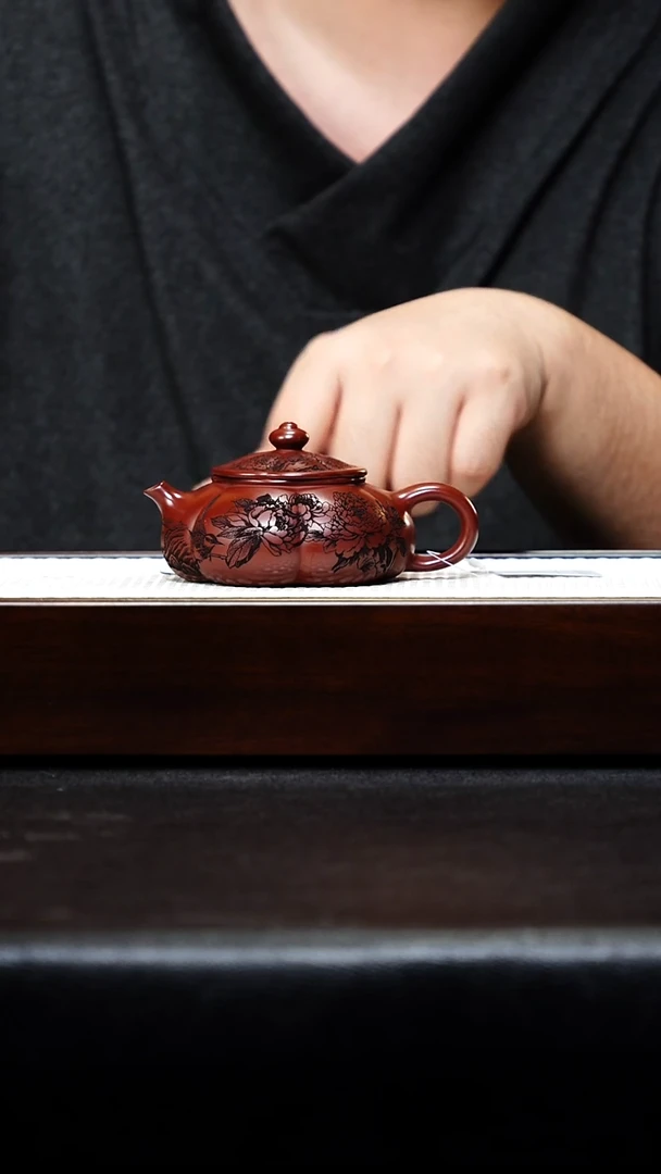 茶壶紫砂宜兴紫砂 筋纹寒江 150cc 周昌英h002