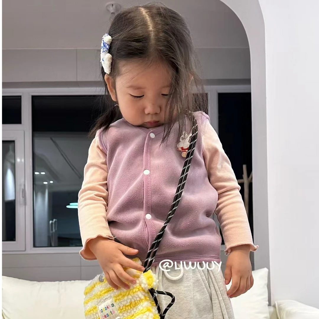 LIWUUY鲤坞内搭锁温幼儿园穿搭神器双面德绒保暖马甲