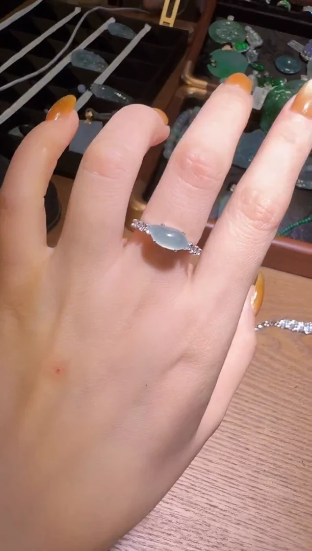 银S925镶嵌戒指翡翠戒指104