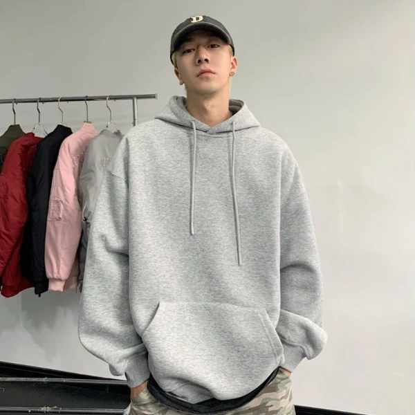连帽卫衣420g重磅加绒卫衣男情侣卫衣女宽松潮LM999