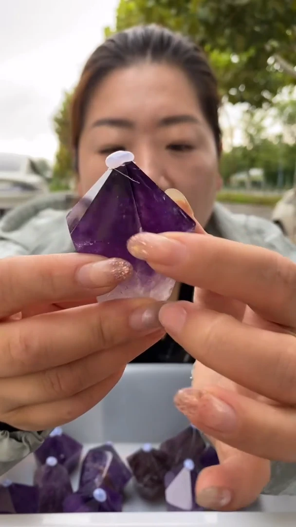 未镶嵌珠宝半成品水晶紫晶柱子D209
