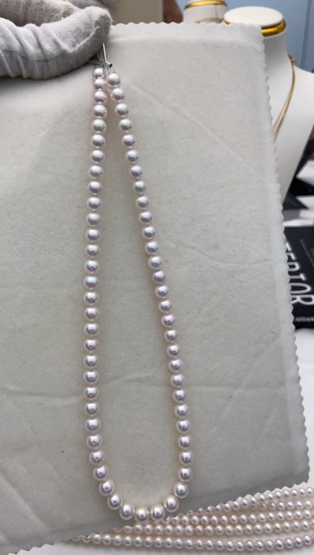 项链银S925镶嵌海水珍珠6.5-7.0mm