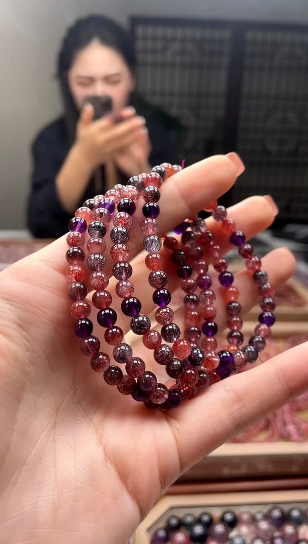 未镶嵌手串水晶【迎迎甄选】超七毕业黑加仑手串5-6mm 多样性发一