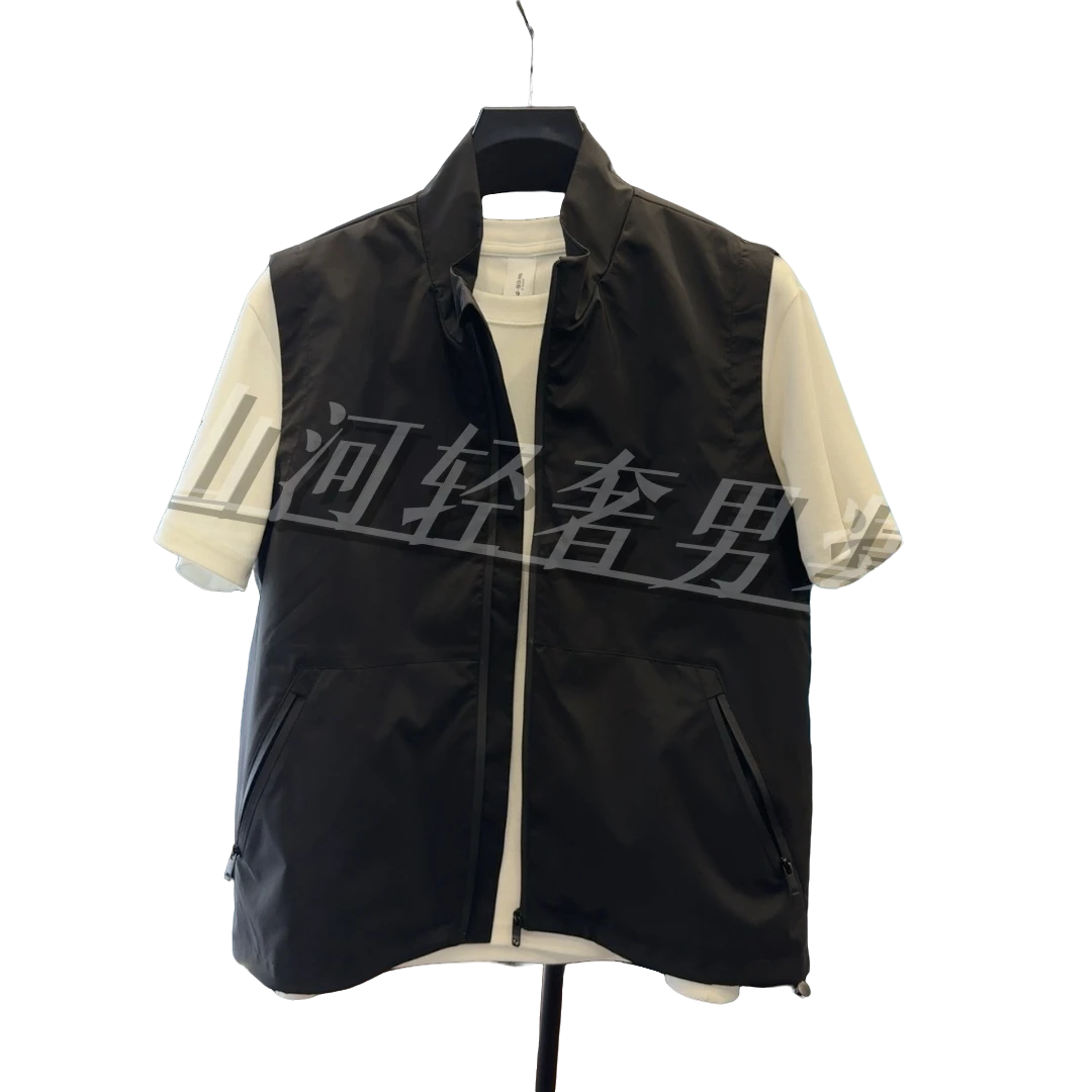 春秋新款男士薄款透气高端立领款拉链纯色休闲气场强大高级感男装