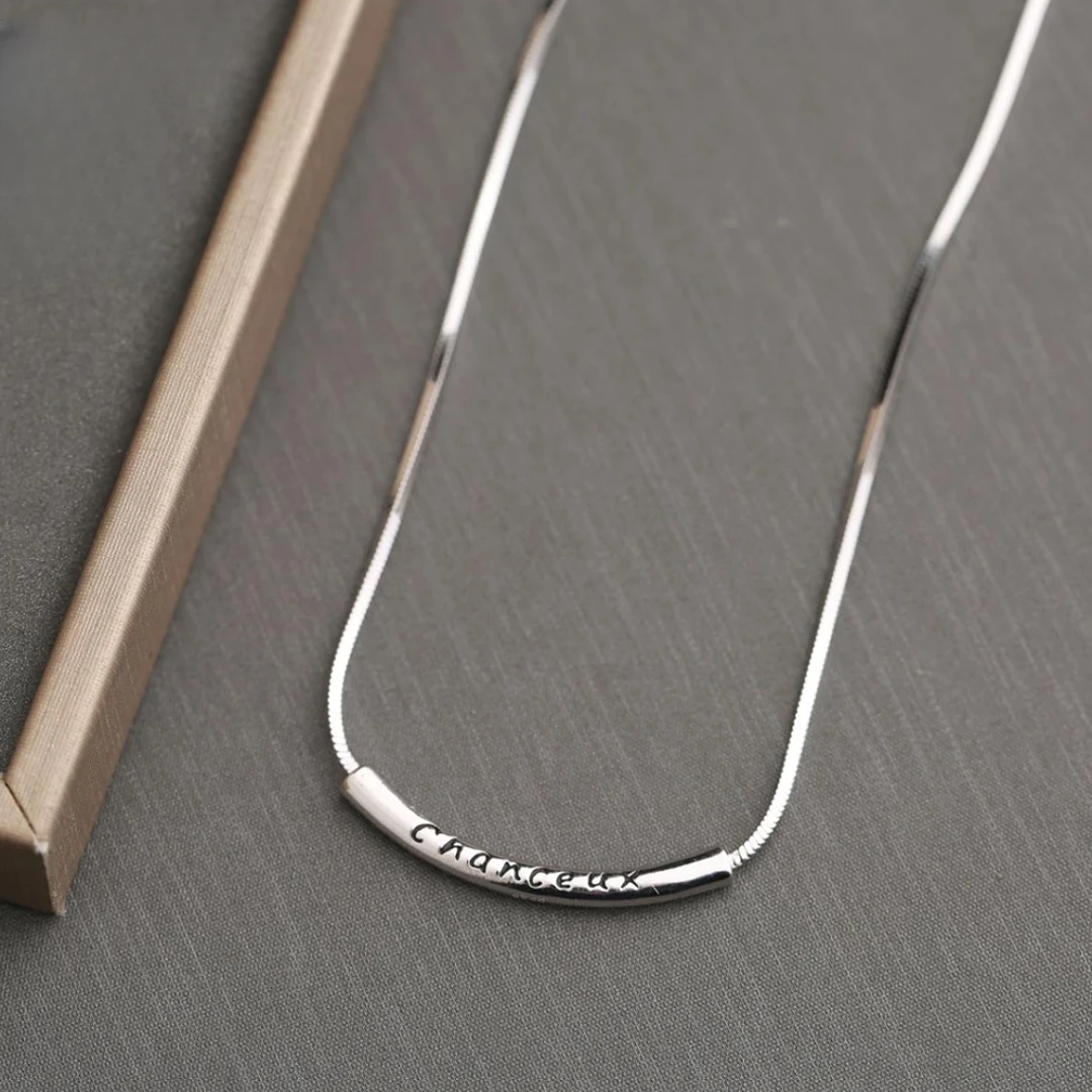 坠链均925银 几何弯管 韩国ins时尚轻奢气质项链纪念日生日礼物