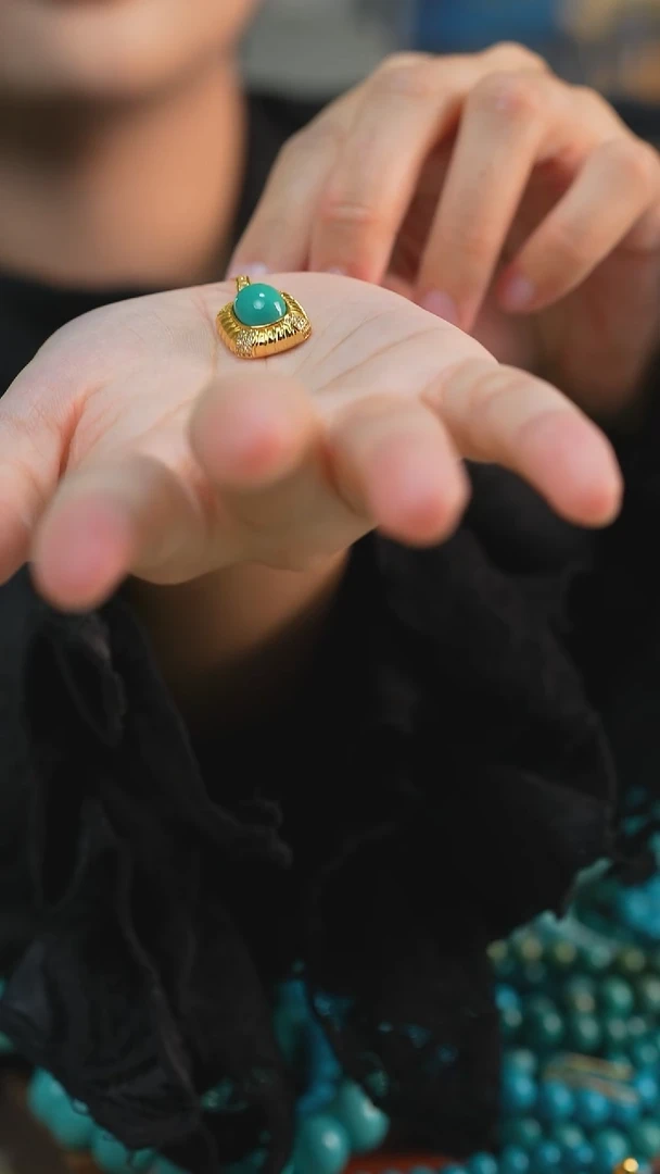 银S925镶嵌绿松石吊坠08