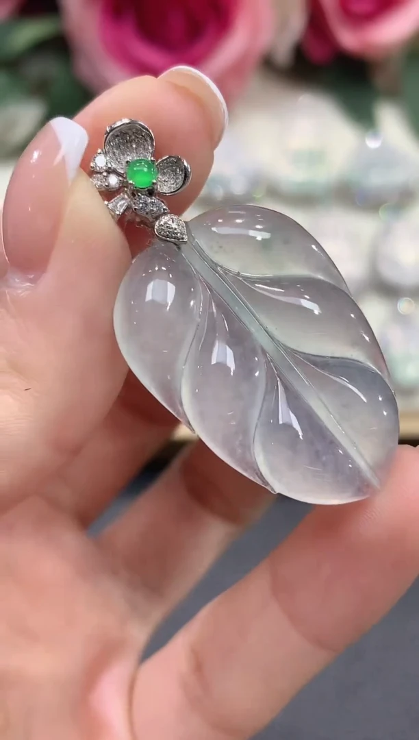 吊坠(不含链)18K金镶嵌翡翠a21