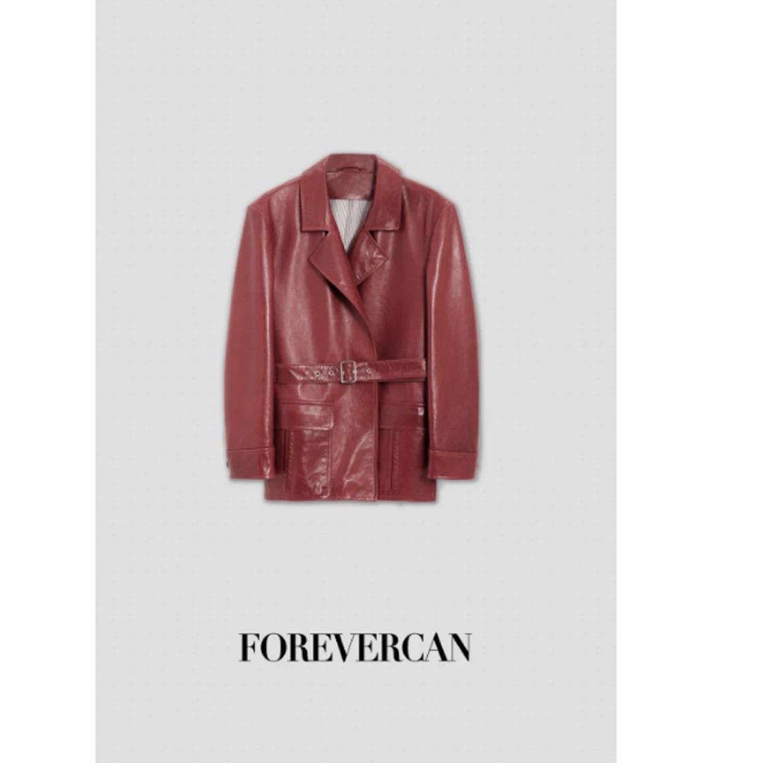 FOREVERCAN“戛纳长廊”100头层绵羊皮西装外套 SC22196