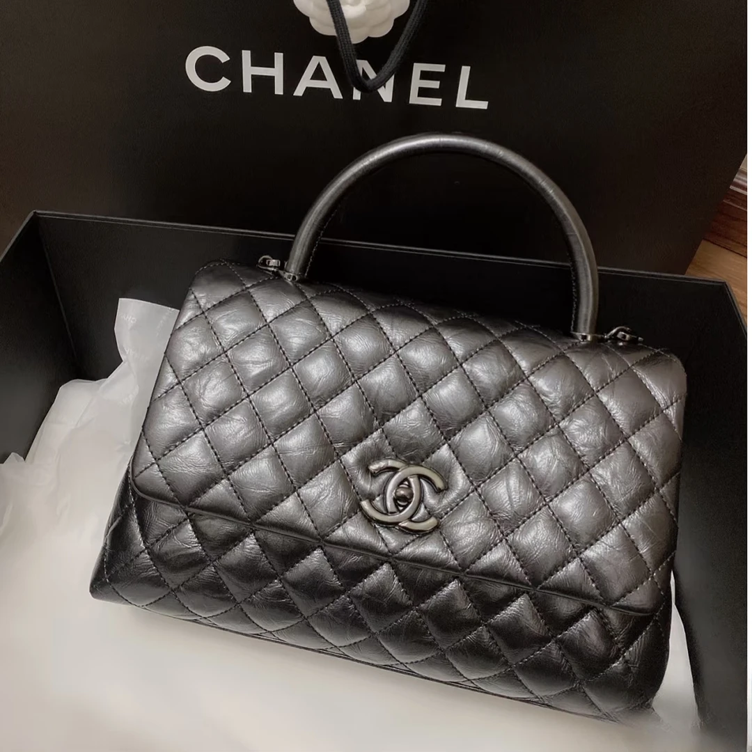 99新 Chanel/香奈儿 【杨贵妃专属】中号so black牛皮cocohandle包