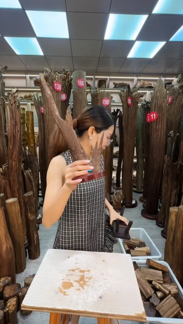 沉香碎屑沉香原料摆件工艺品一百以上带底座沉香