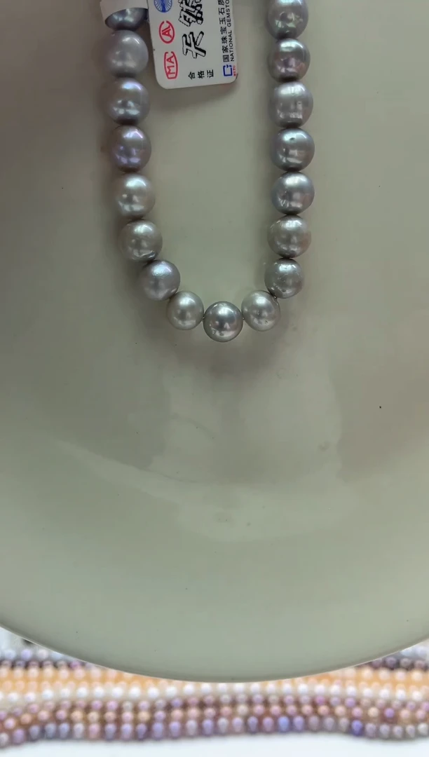 未镶嵌手链淡水珍珠灰色系8mm