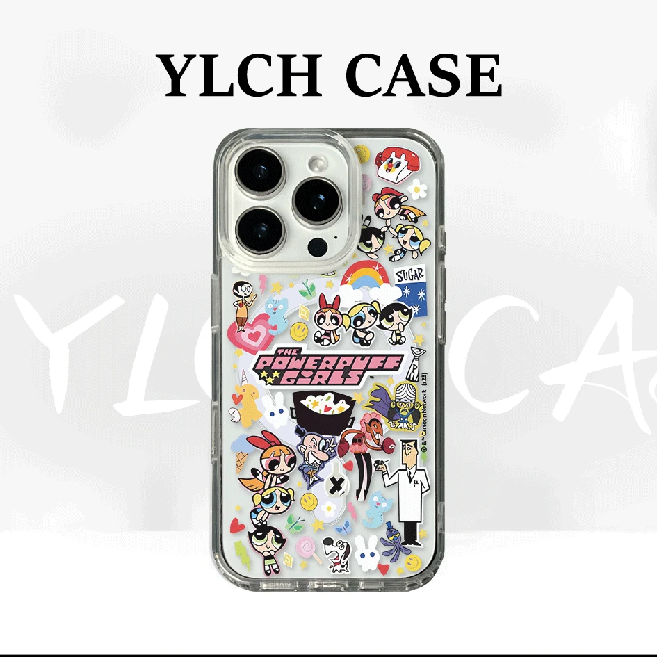 磁吸亚克力手机壳适用苹果16卡通15/13全包12飞天女警满屏