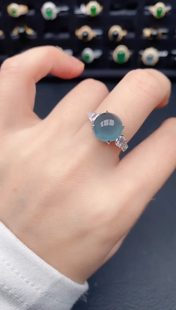 银S925镶嵌戒指翡翠天然a货翡翠32