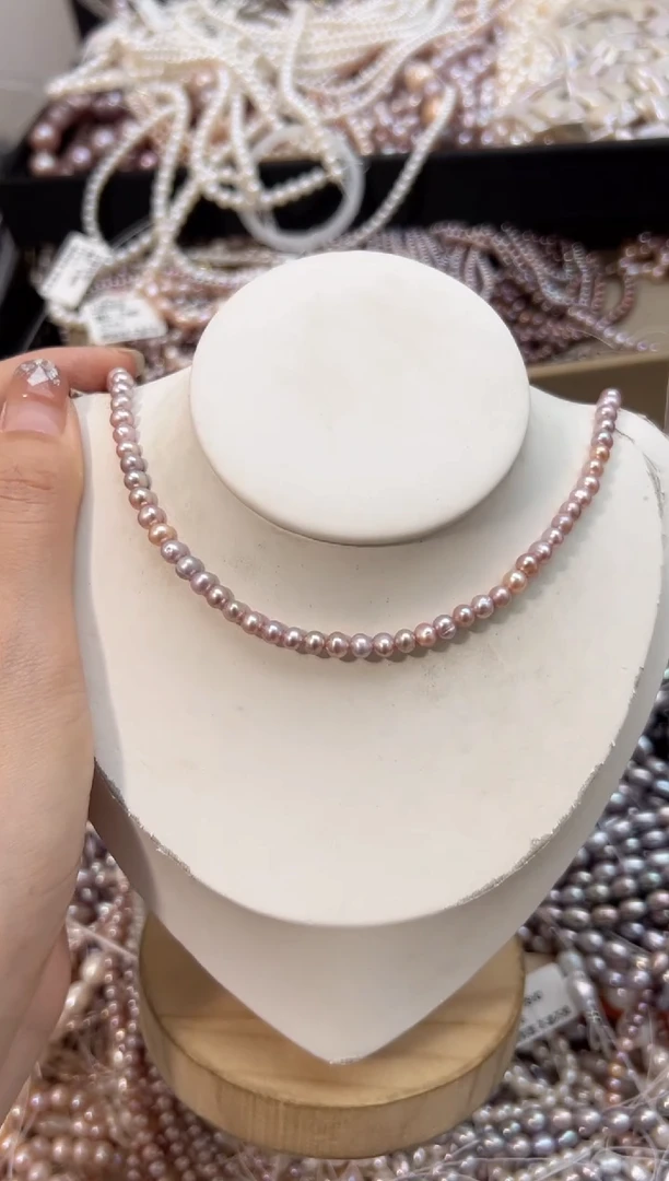 未镶嵌淡水珍珠福利强光*粉色项链4mm+无核