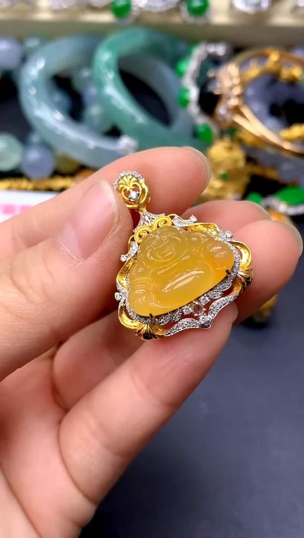 颈饰18K金镶嵌翡翠387-中国好珍宝