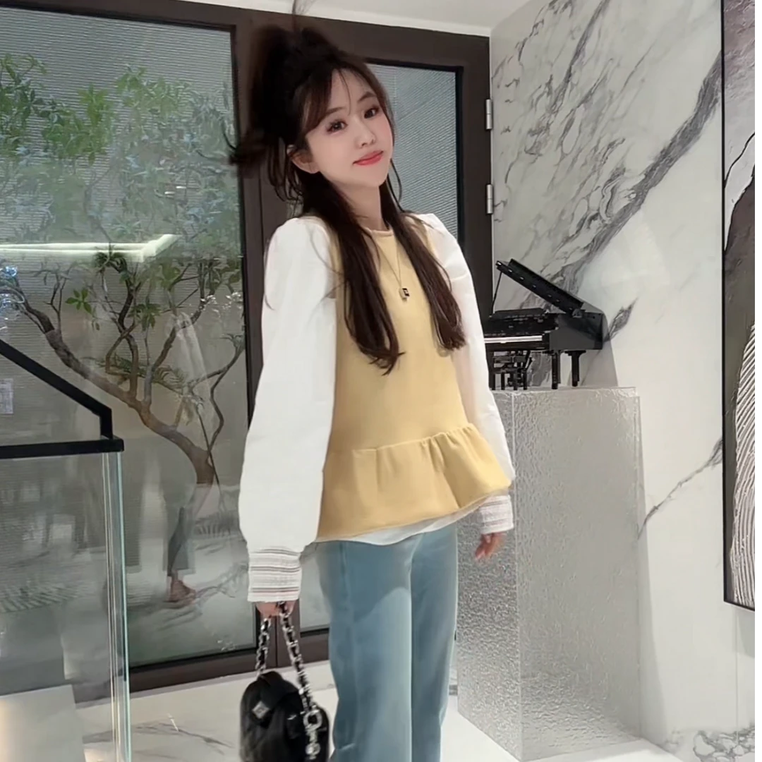 YX六 LJT20250211新款衬衣＋针织马甲两件套时尚气质减龄