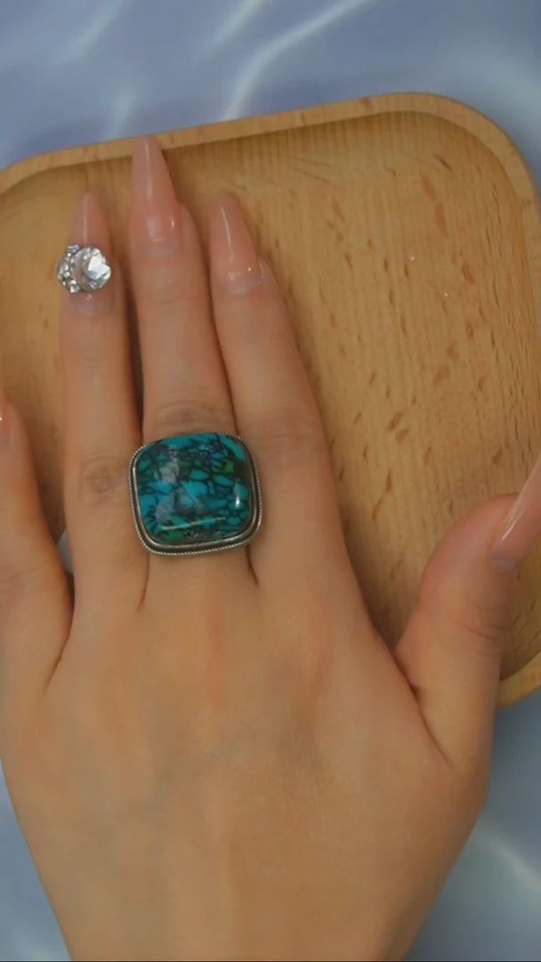 【闪购商品】绿松石戒指银S925镶嵌发货一件