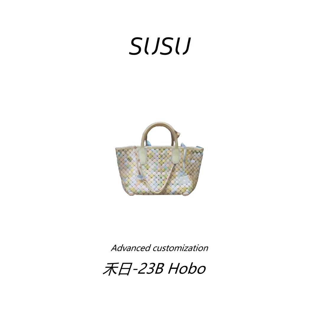 苏苏【禾日-23Bhobo】头层牛皮 菱格 链条 绣线 女款 斜挎单肩包