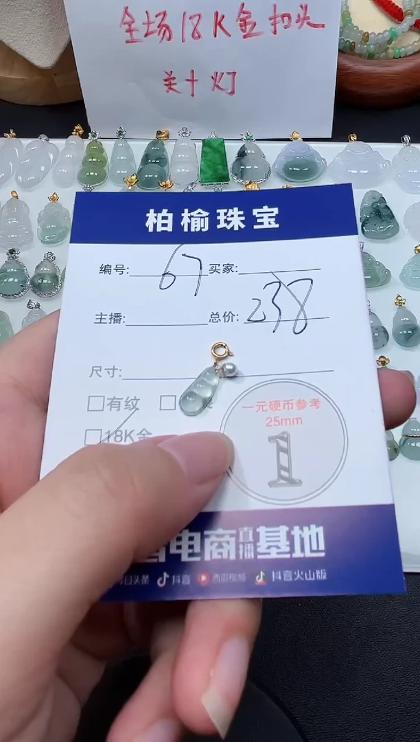 翡翠18K金镶嵌颈饰67豆子