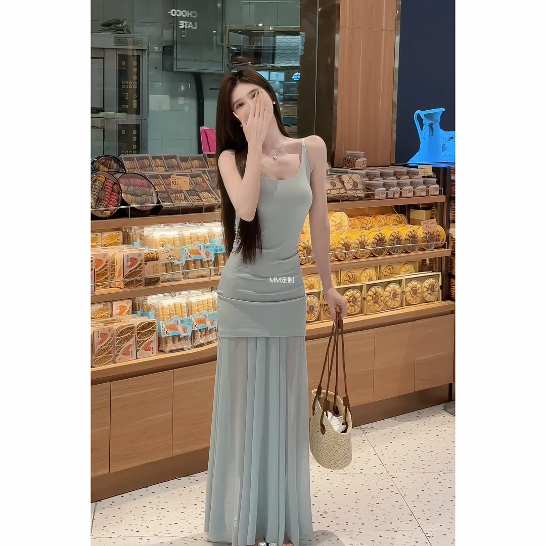 【钓系都市】2025新款早春法式气质修身收腰初恋吊带裙套装A361