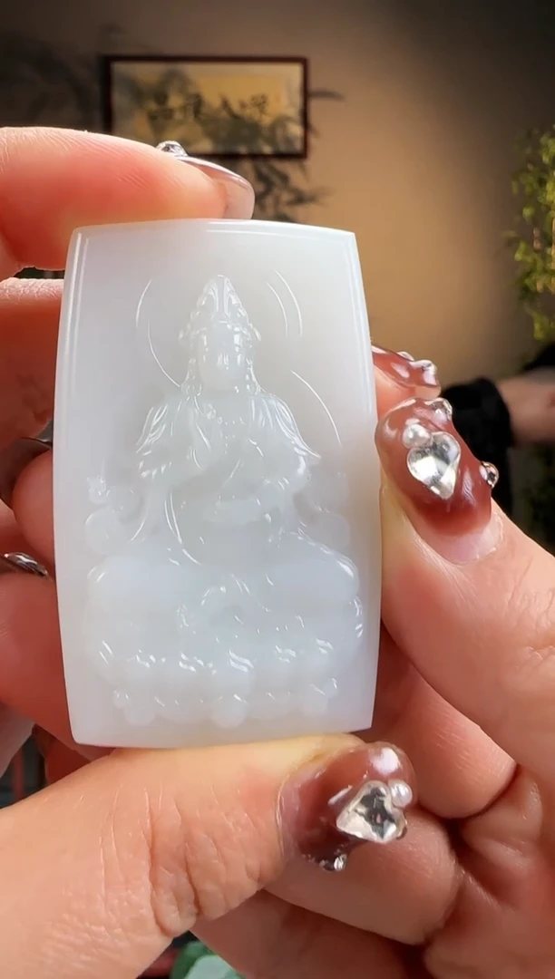 【闪购商品】和田玉吊坠未镶嵌羊脂白玉观音j3056