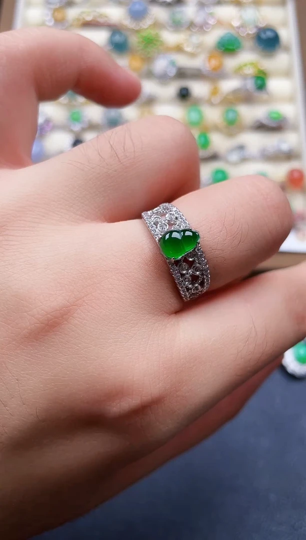 银S925镶嵌戒指翡翠43