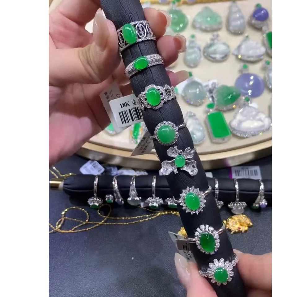 【琪琪臻选】翡翠戒指-18k金-多样性发货一件-A18|CXQ1