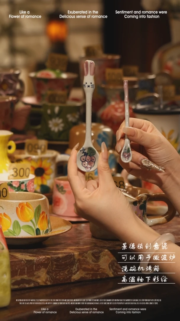 陶瓷随机景德镇高温手绘釉下彩设计师款式