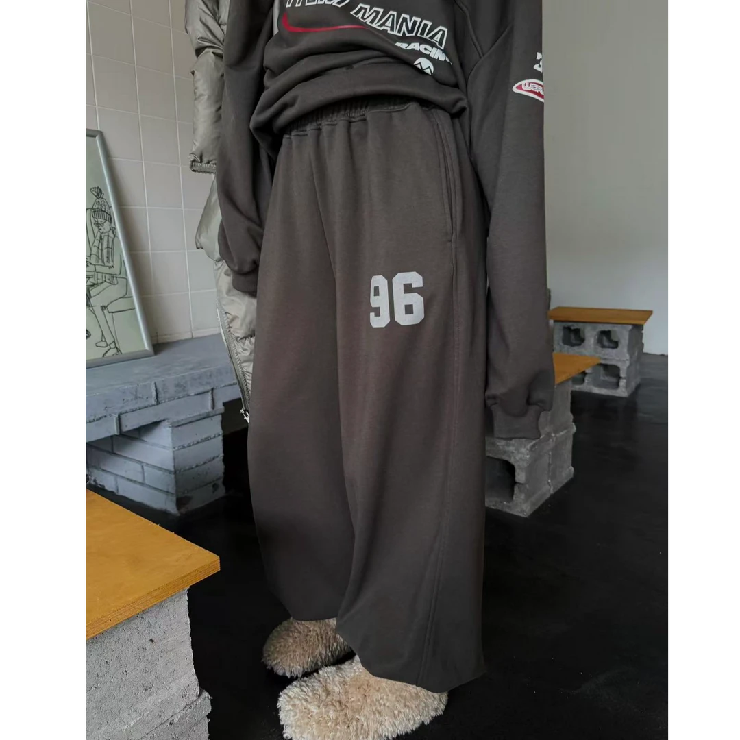 HELLOTANGO《慵懒街头》秋冬韩系复古街头线圈棉松紧束脚卫裤55934#