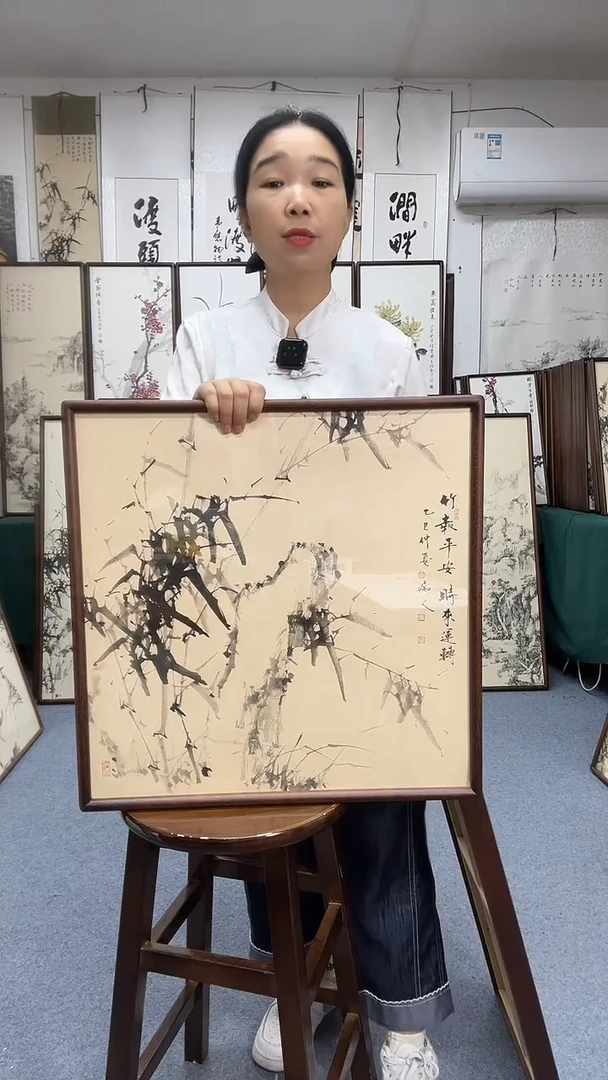 国画52*52实木画框京东包邮手绘