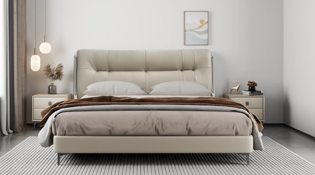 【新一帆风顺】实木软包床大床意式简约轻奢现代双人床儿童床卧室床