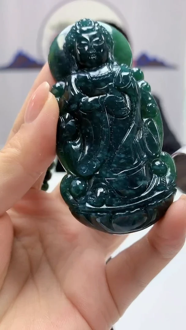 【闪购商品】定制翡翠未镶嵌4812ms-毛货观音赠珠链154