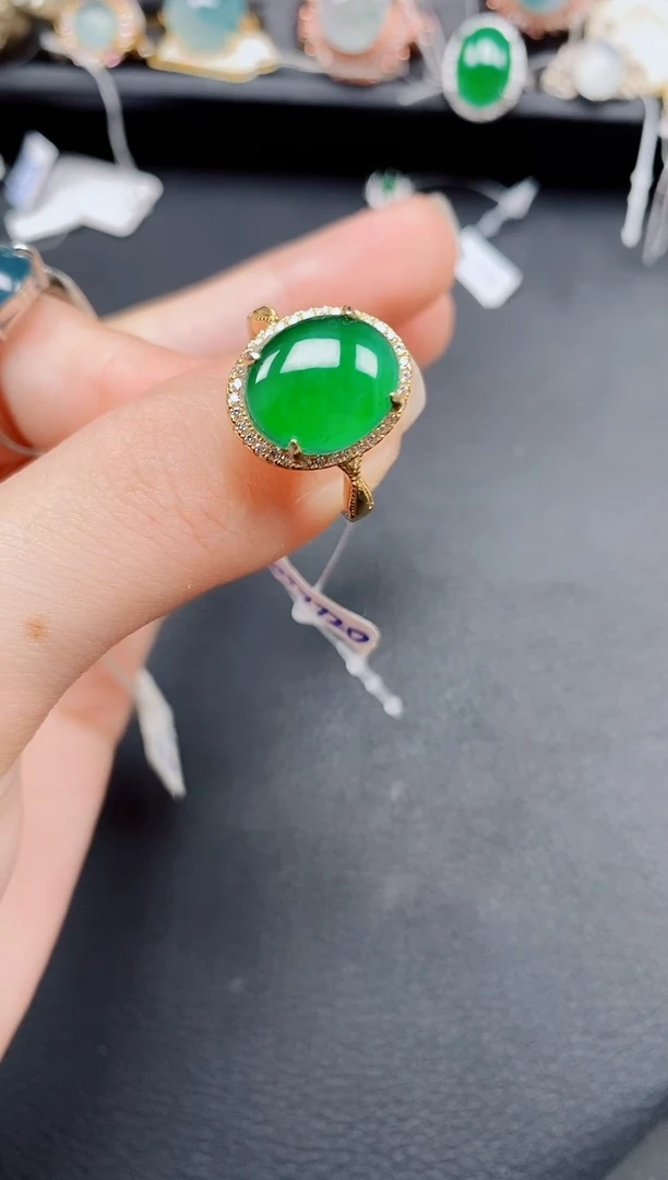 银S925镶嵌戒指翡翠翡翠