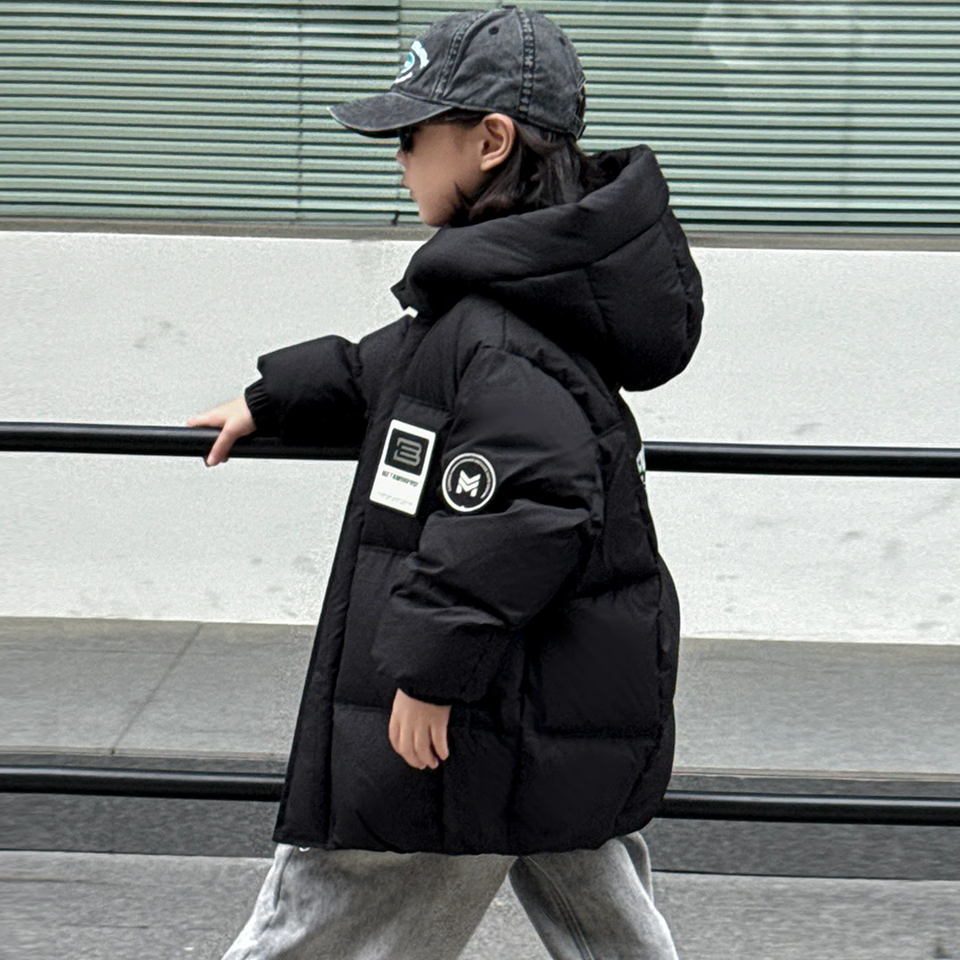 BXM加厚羽绒服冬儿童韩版秋冬宽松时尚百搭男款保暖简约印花外套