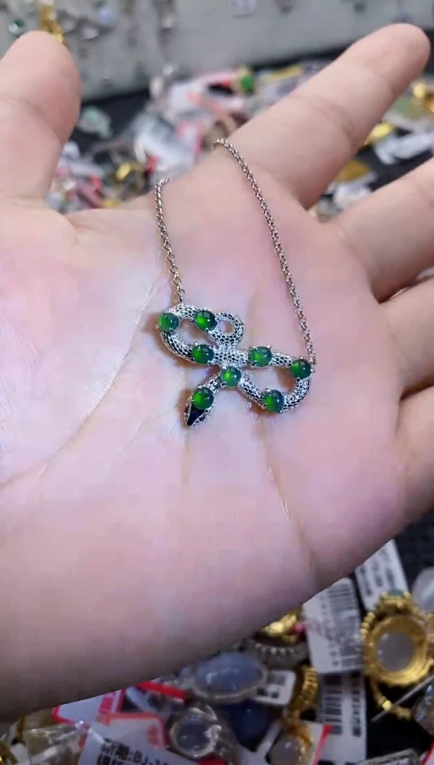 翡翠戒指银S925镶嵌99999999 0