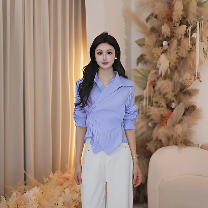 Basic House/百家好春季显气质法式小众设计感衬衫B1335B5IF22