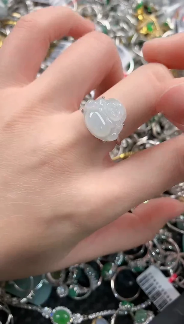 银S925镶嵌戒指翡翠222               1