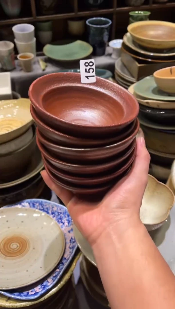 【闪购商品】瓷片158 红双圆小碗6个