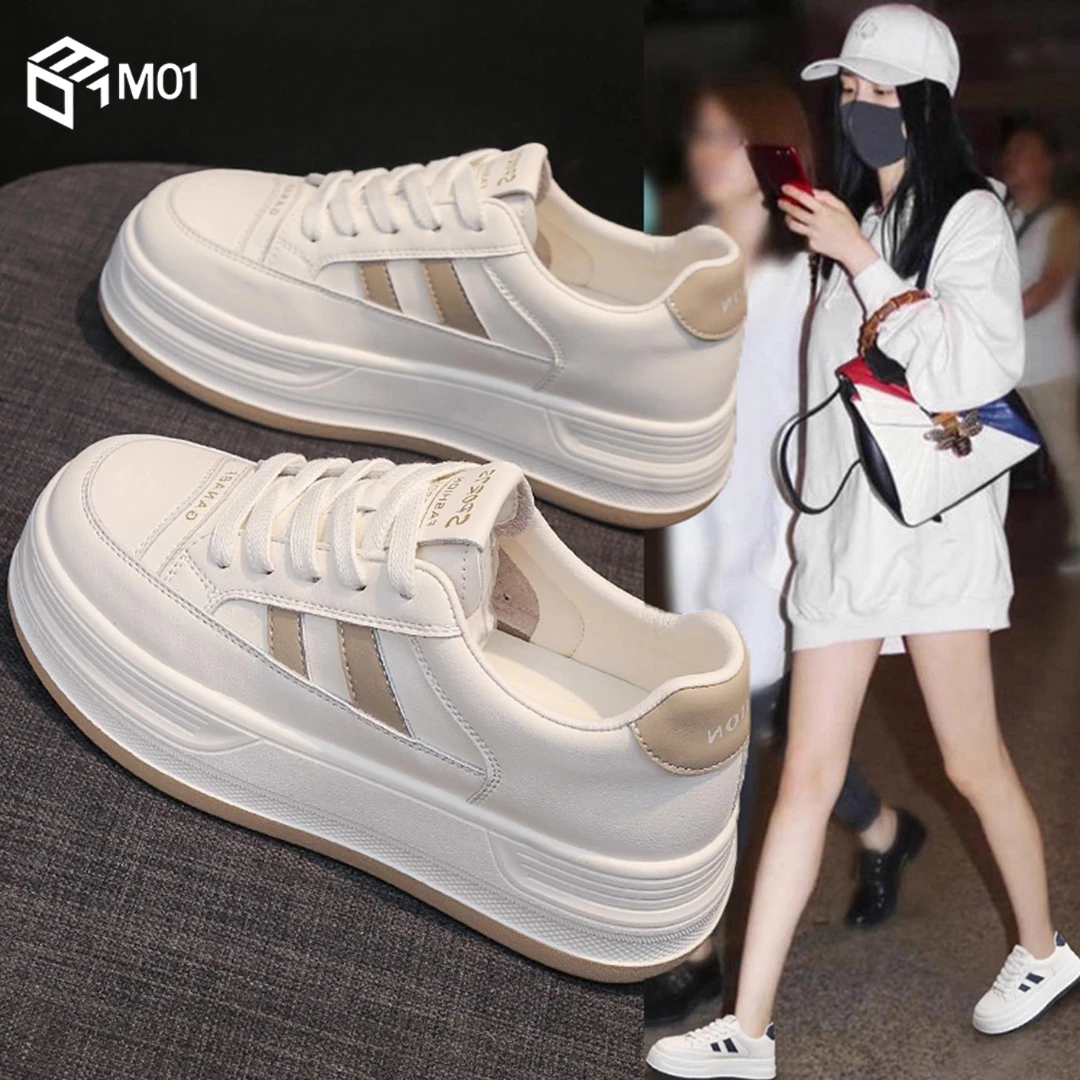 M01厚底小白鞋女款秋季新款百搭休闲运动鞋子防滑显脚小超火板鞋