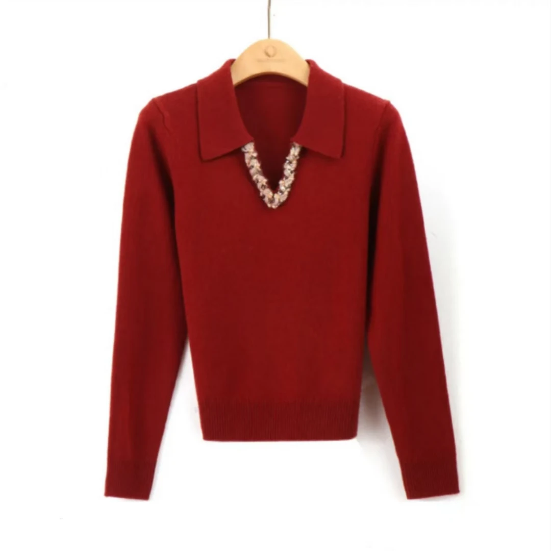 【24主播推荐】2024新款v领长袖针织冬季气质潮流宽松毛衣