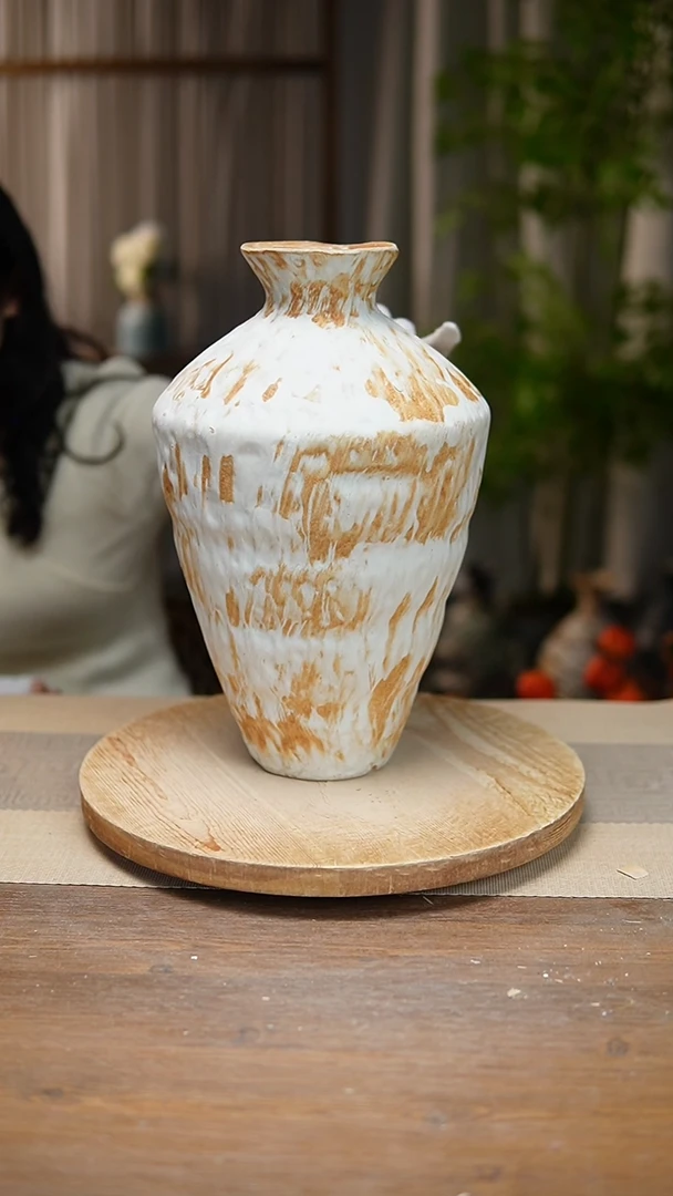 【闪购商品】陶瓷  花器诧寂黄高脚