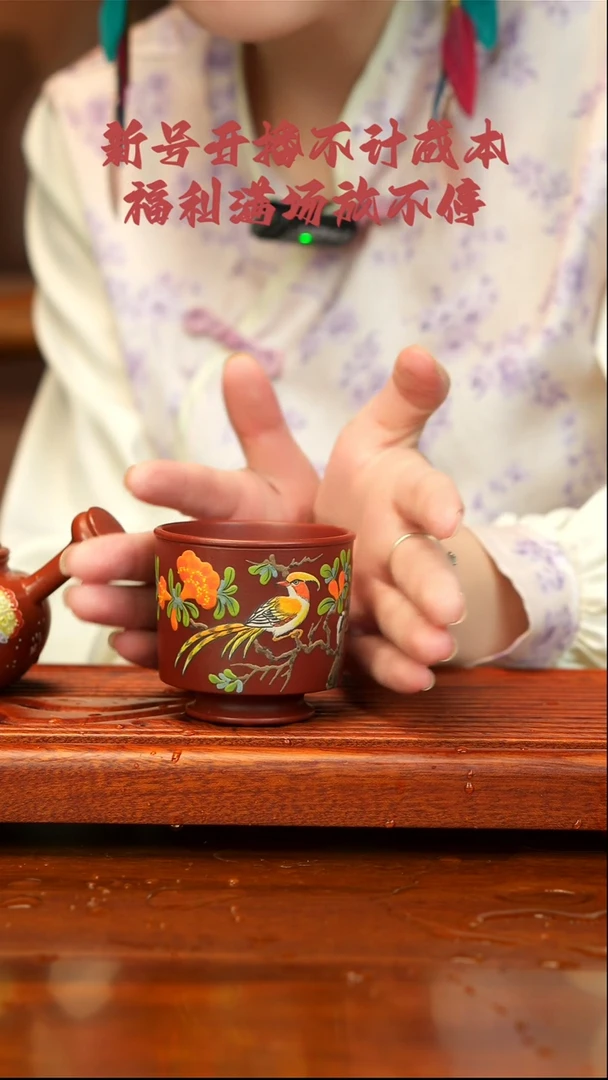 茶壶紫砂宜兴紫砂艺术  花鸟主人杯