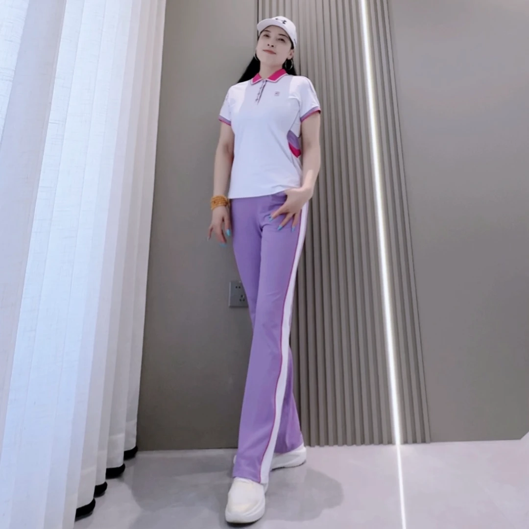 2025新款香芋紫夏装短袖套装百搭/佳木斯健身操运动服休闲